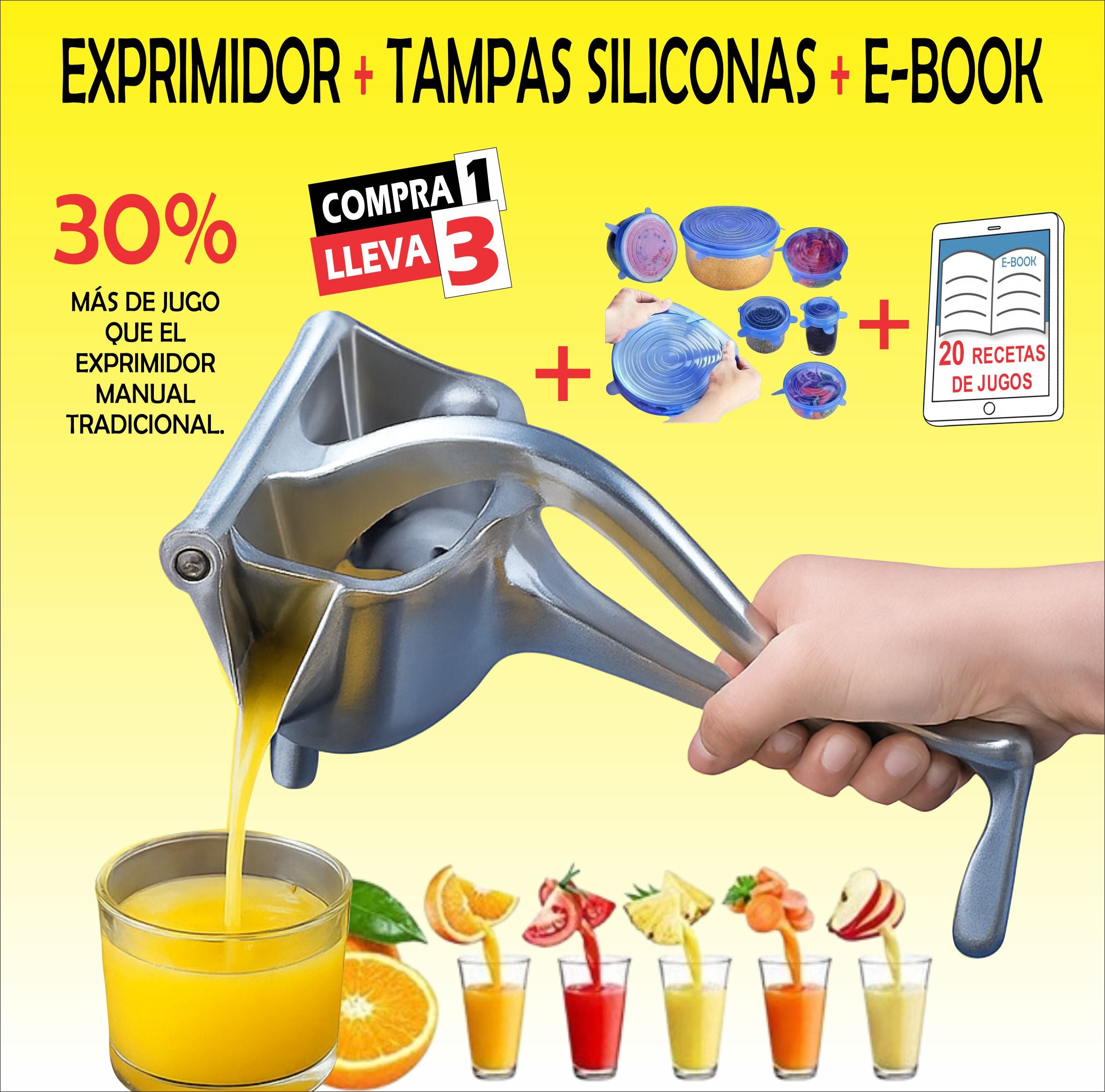 🍊 JugoFácil Pro™ – Más jugo, menos esfuerzo 🔥 ¡Exprime frutas sin fuerza, sin enchufes y sin desperdicio!